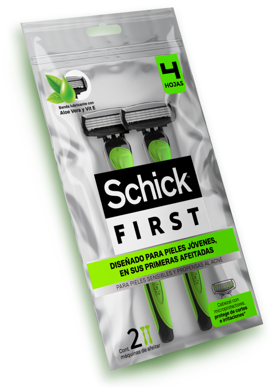 Schick First - Diseñado para pieles jóvenes, en sus primeras afeitadas.